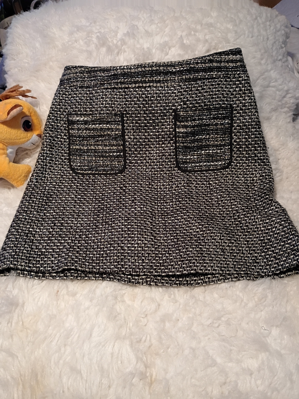 LOFT Black and White Tweed A-Line Skirt